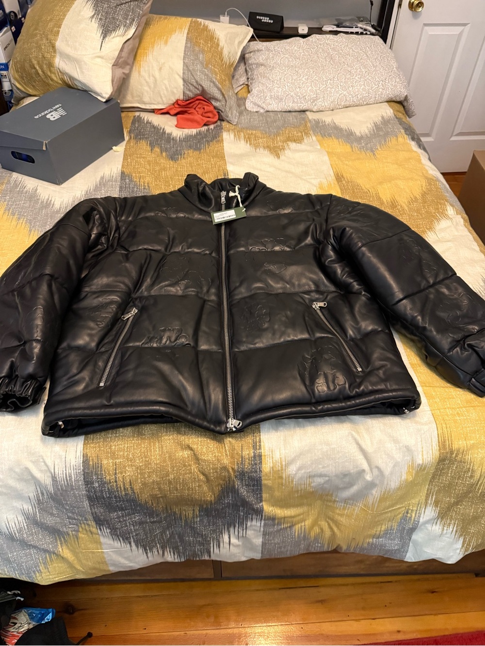 Denim Tears Leather Wreath Puffer Mens Puffer Jacket with Front Zippers Size 2X